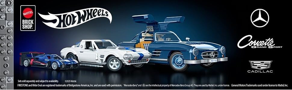Mattel Brick Shop Hot Wheels Premium Series Mercedes-Benz 300 SL Set da costruzione (1600 pezzi)
